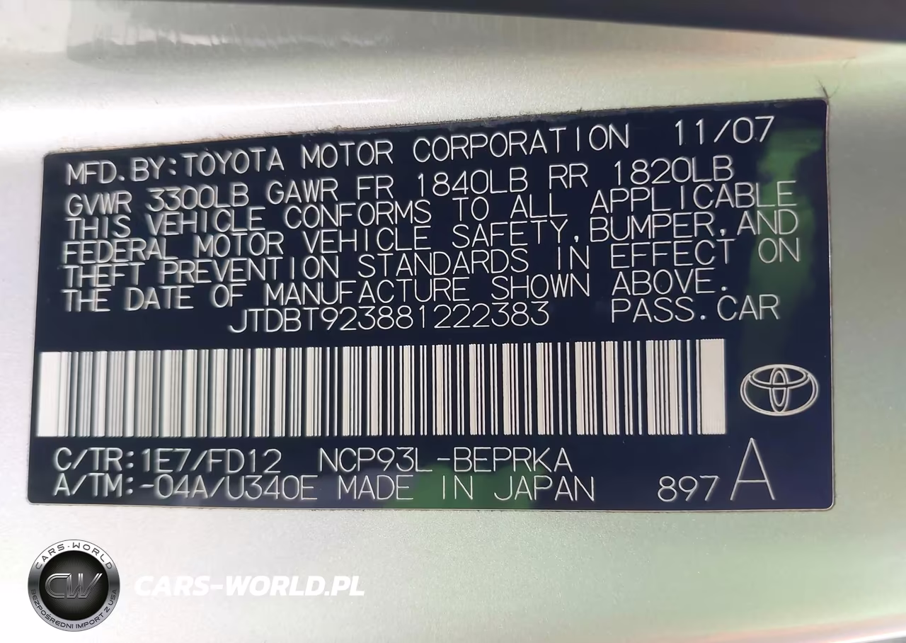 2008 Toyota Yaris VIN:JTDBT923881222383 - 9