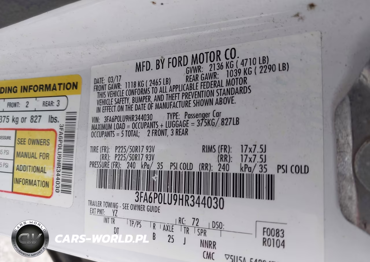 2017 Ford Fusion Hybrid Se VIN:3FA6P0LU9HR344030 - 9