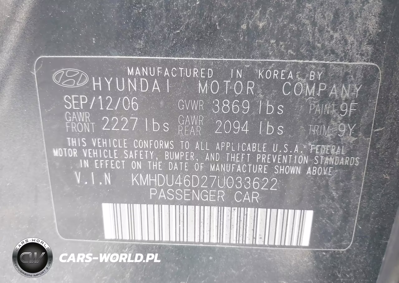 2007 Hyundai Elantra Gls-Limited-Se VIN:KMHDU46D27U033622 - 9