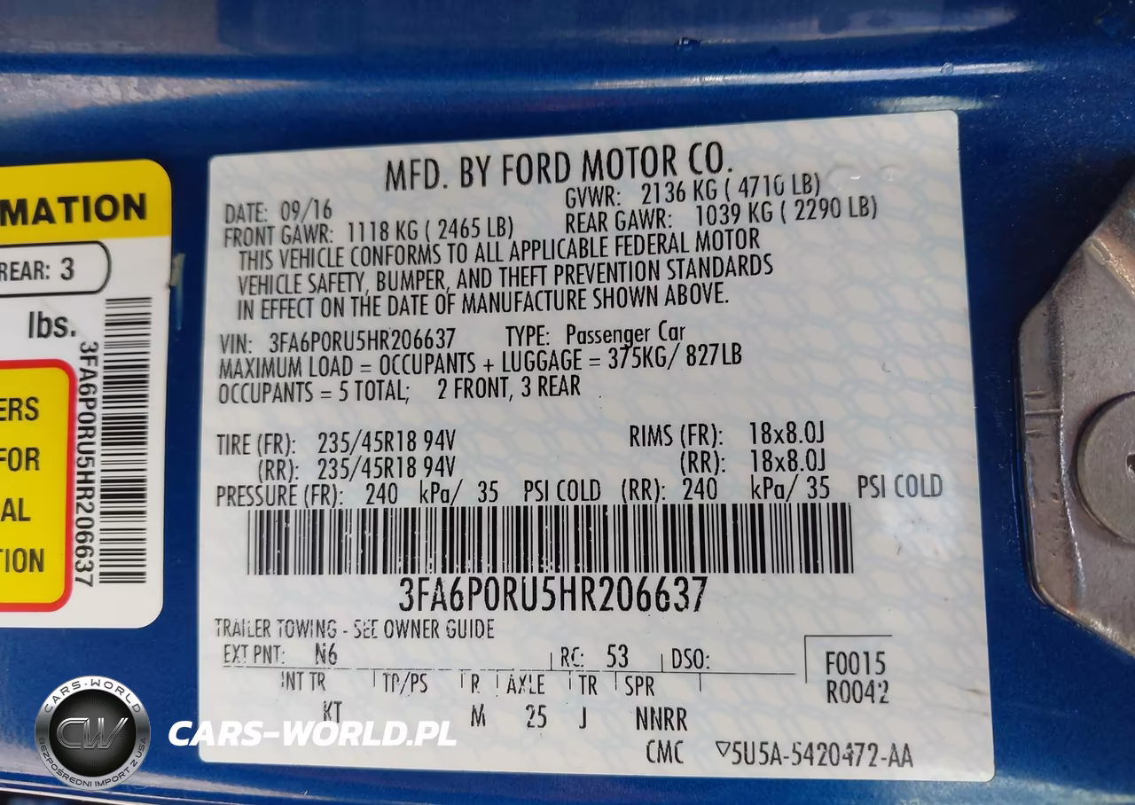 2017 Ford Fusion Hybrid Titanium VIN:3FA6P0RU5HR206637 - 9