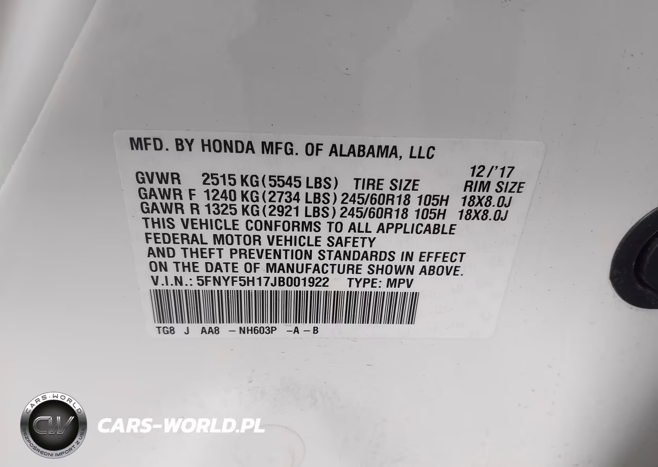 2018 Honda Pilot Lx VIN:5FNYF5H17JB001922 - 9