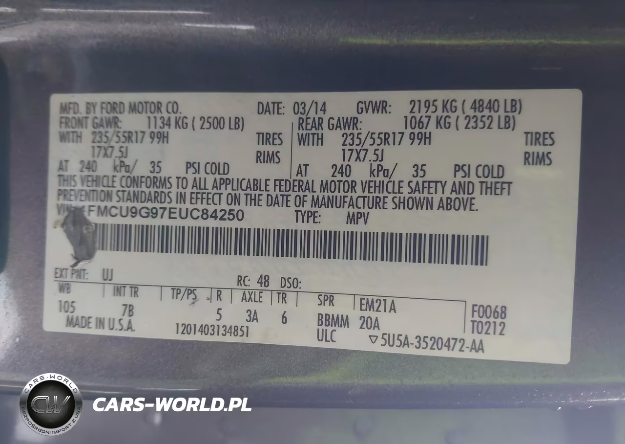 2014 Ford Escape Se VIN:1FMCU9G97EUC84250 - 9