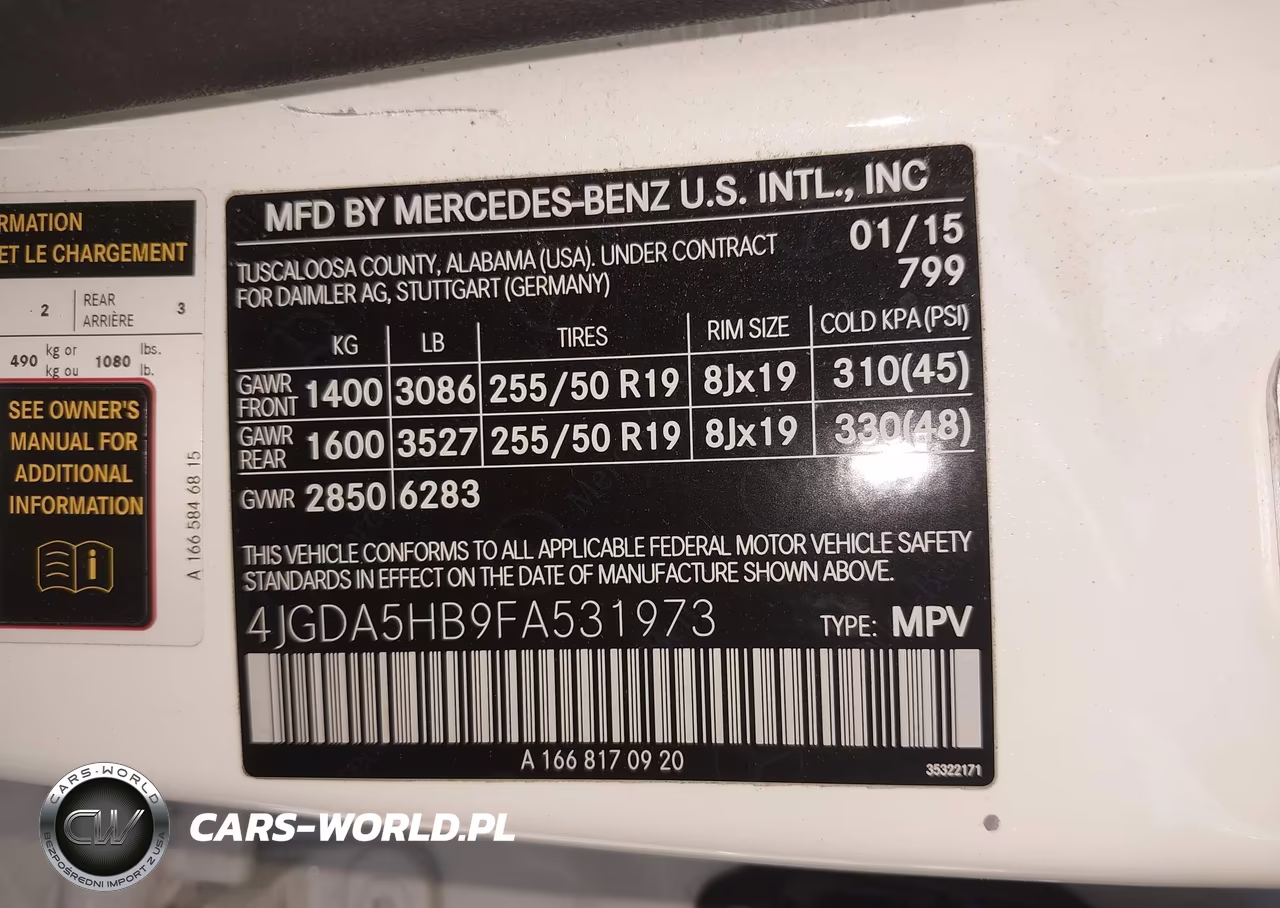 2015 Mercedes-Benz Ml 350 4Matic VIN:4JGDA5HB9FA531973 - 9
