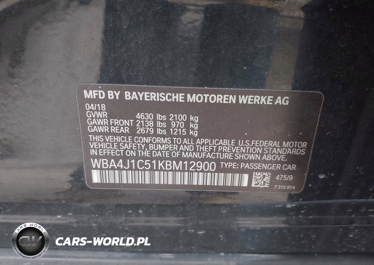 2019 BMW 430I Gran Coupe VIN:WBA4J1C51KBM12900 - 9