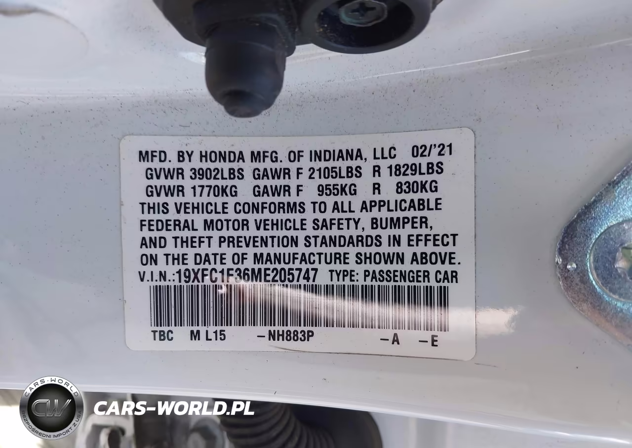 2021 Honda Civic Ex VIN:19XFC1F36ME205747 - 9