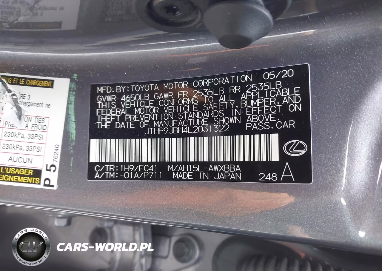 2020 Lexus Ux 250H VIN:JTHP9JBH4L2031322 - 9