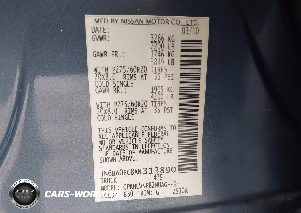 2010 Nissan Titan Le VIN:1N6BA0EC8AN313890 - 9
