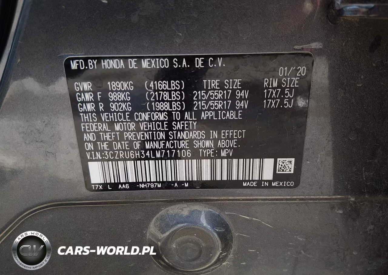 2020 Honda Hr-V Awd Lx VIN:3CZRU6H34LM717106 - 9
