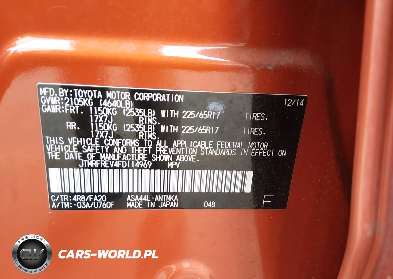 2015 Toyota Rav4 Xle VIN:JTMRFREV4FD114969 - 9