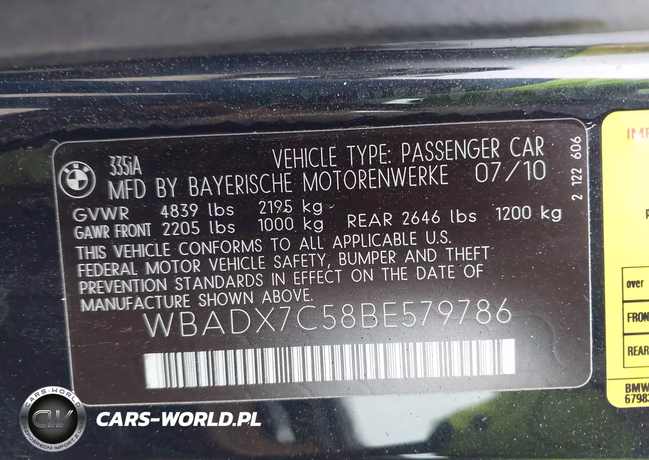 2011 BMW 335I VIN:WBADX7C58BE579786 - 9