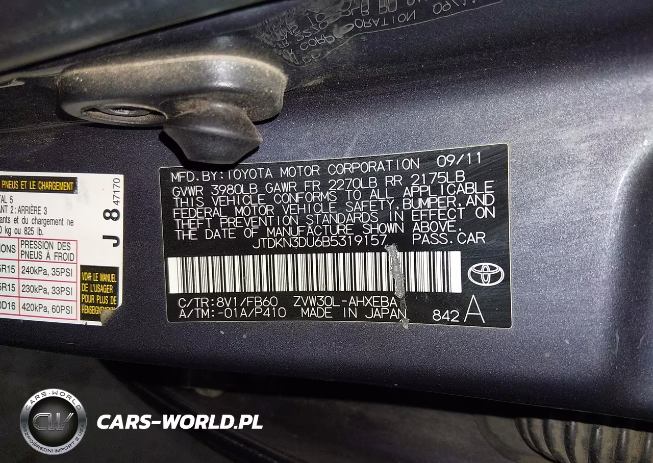 2011 Toyota Prius Two VIN:JTDKN3DU6B5319157 - 9