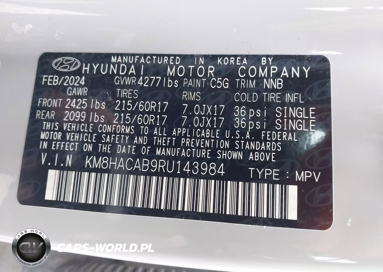 2024 Hyundai Kona Se VIN:KM8HACAB9RU143984 - 9