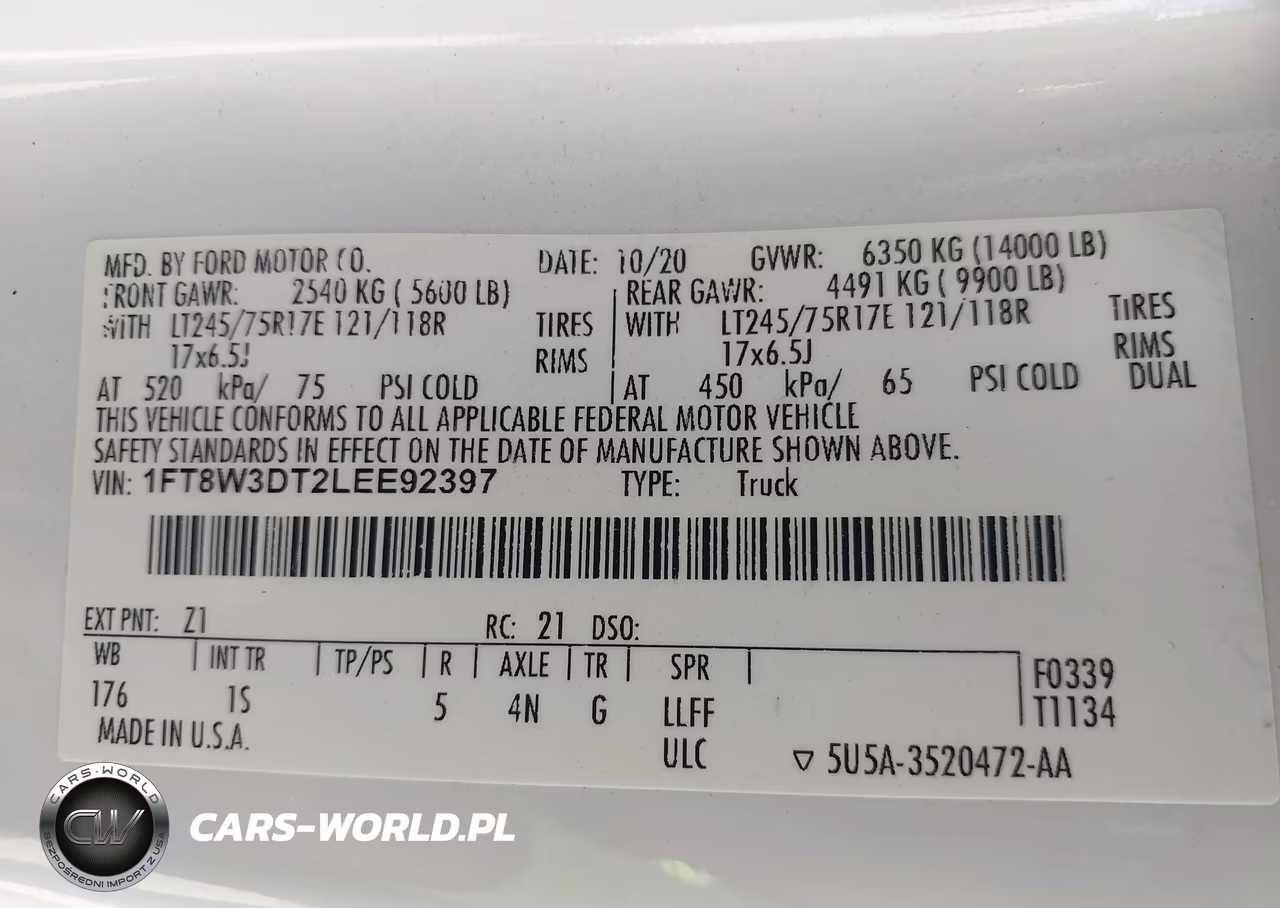 2020 Ford F-350 Xl VIN:1FT8W3DT2LEE92397 - 9
