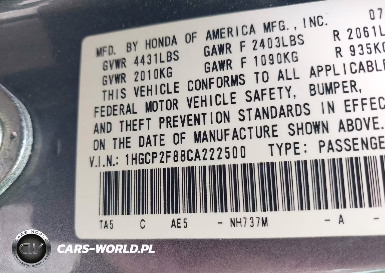 2012 Honda Accord 2.4 Ex-L VIN:1HGCP2F88CA222500 - 9