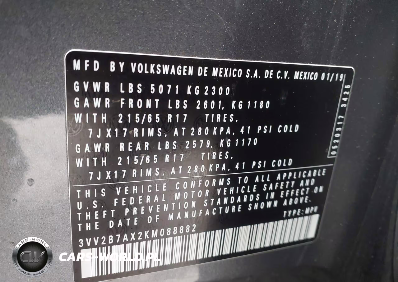 2019 Volkswagen Tiguan 2.0T Se-2.0T Sel-2.0T Sel R-Line-2.0T Sel R-Line Black VIN:3VV2B7AX2KM088882 - 9