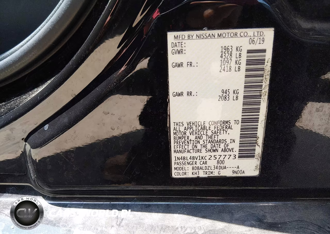 2019 Nissan Altima 2.5 S VIN:1N4BL4BV1KC257773 - 9