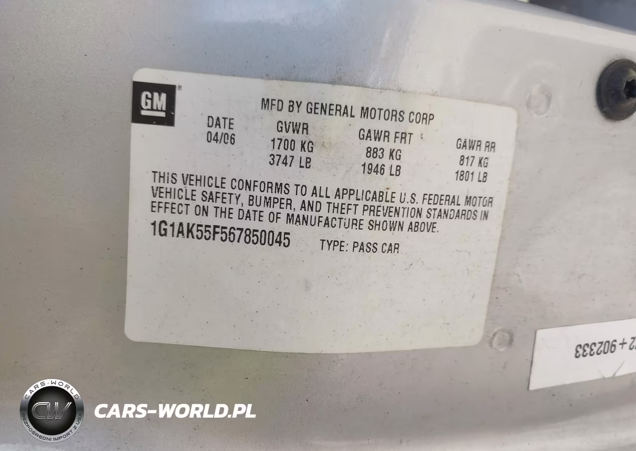 2006 Chevrolet Cobalt Ls VIN:1G1AK55F567850045 - 9