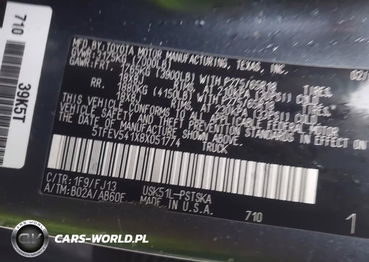 2008 Toyota Tundra Sr5 5.7L V8 VIN:5TFEV541X8X051774 - 9