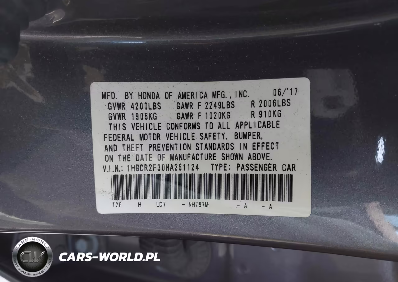 2017 Honda Accord Lx VIN:1HGCR2F30HA251124 - 9