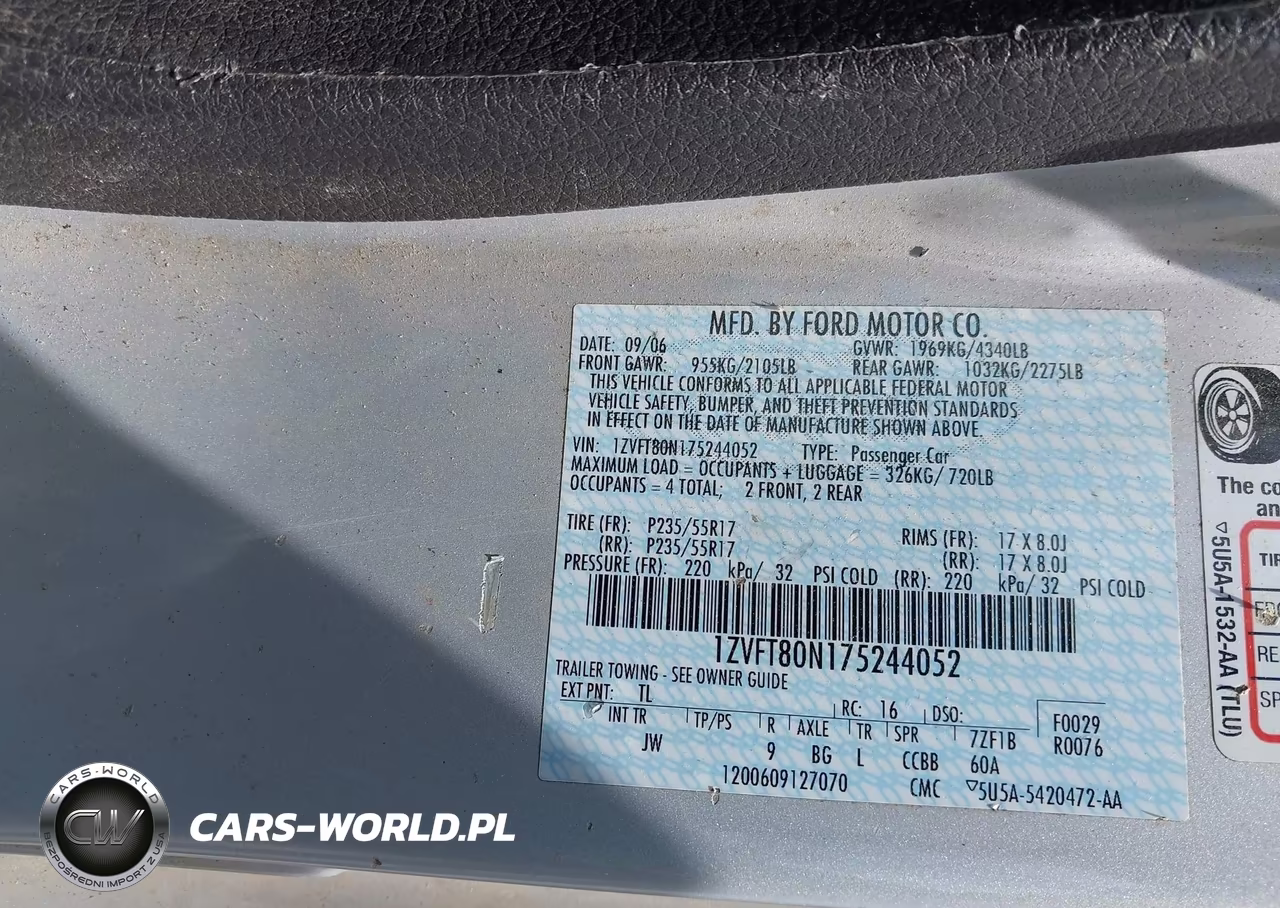2007 Ford Mustang V6 Deluxe-V6 Premium VIN:1ZVFT80N175244052 - 9