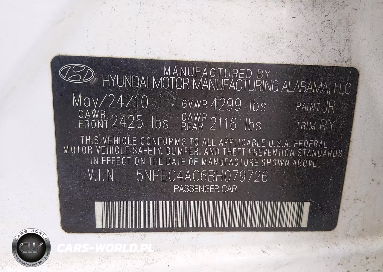 2011 Hyundai Sonata Se VIN:5NPEC4AC6BH079726 - 9