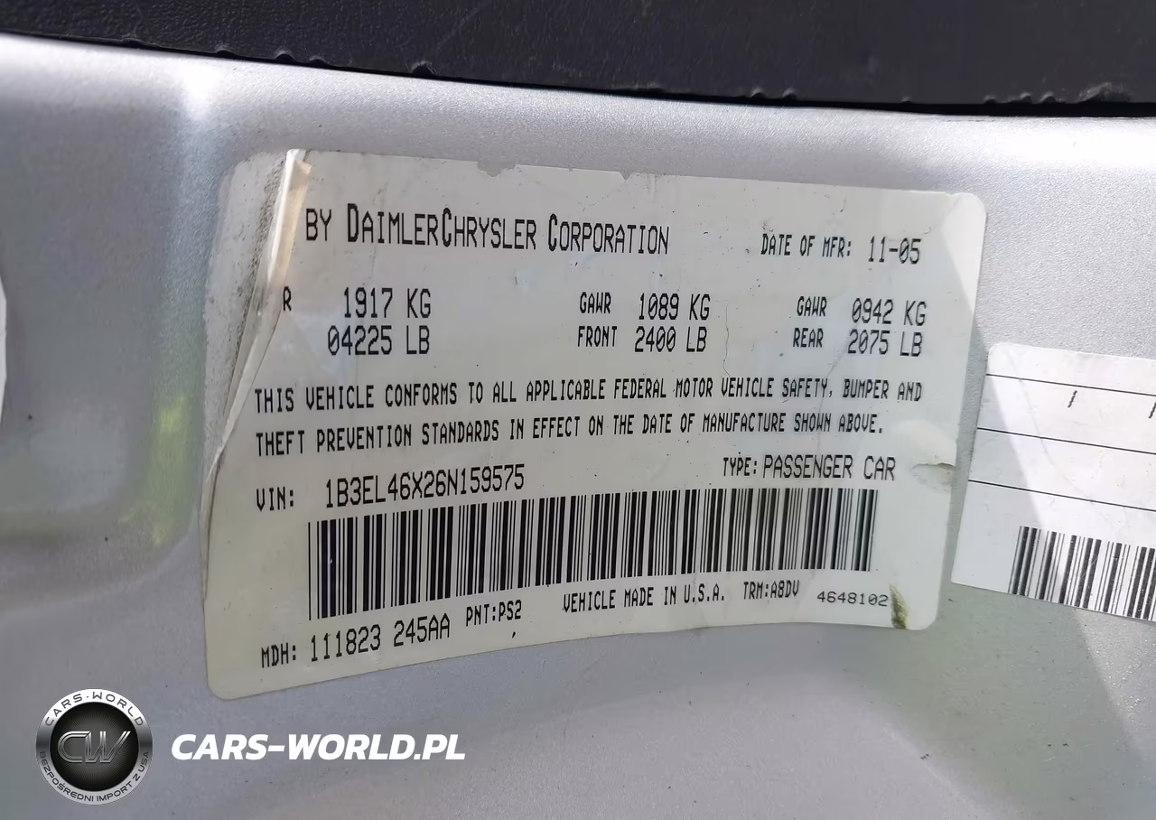 2006 Dodge Stratus Sxt VIN:1B3EL46X26N159575 - 9