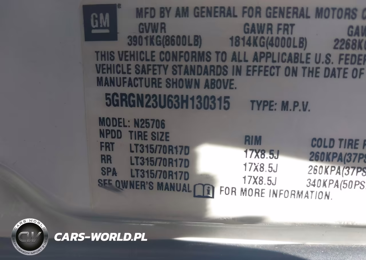 2003 Hummer H2 VIN:5GRGN23U63H130315 - 9