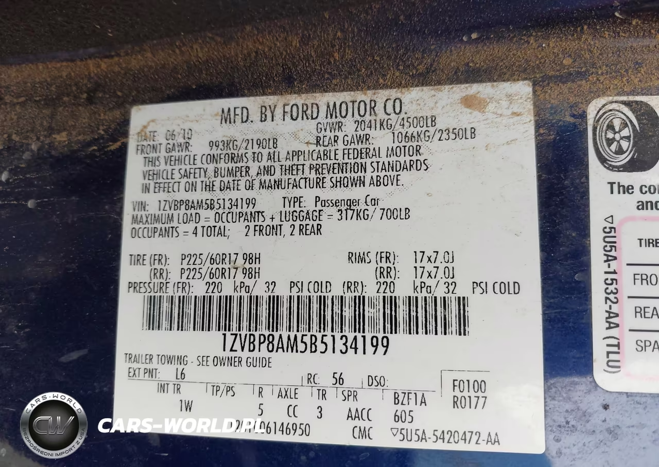 2011 Ford Mustang V6 VIN:1ZVBP8AM5B5134199 - 9