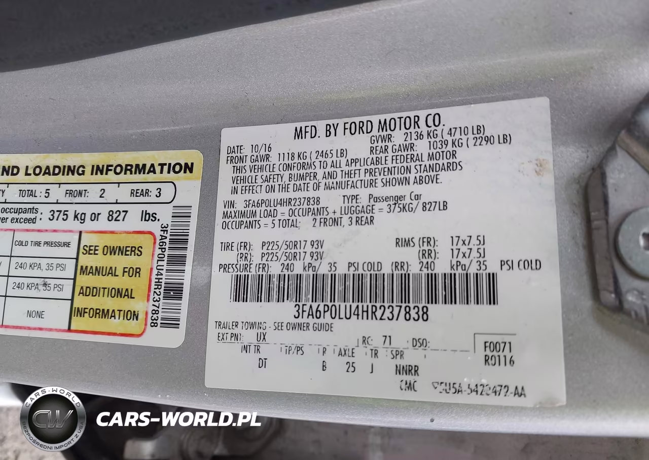 2017 Ford Fusion Hybrid Se VIN:3FA6P0LU4HR237838 - 9