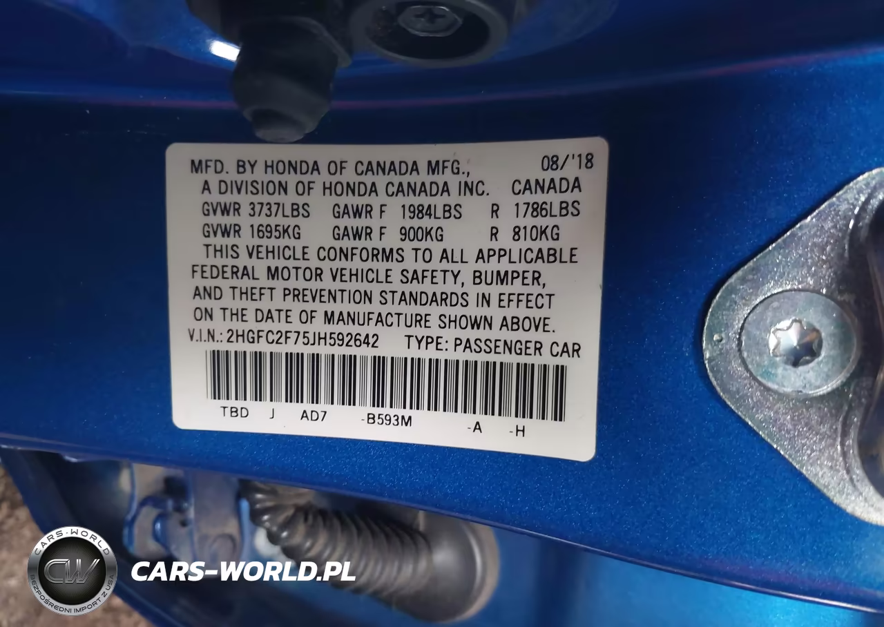 2018 Honda Civic Ex VIN:2HGFC2F75JH592642 - 9