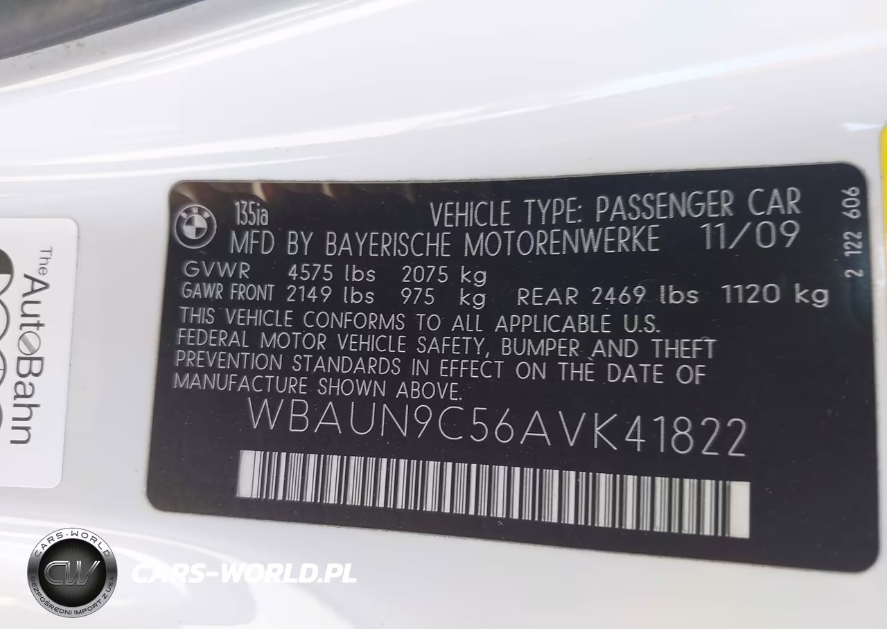 2010 BMW 135I VIN:WBAUN9C56AVK41822 - 9