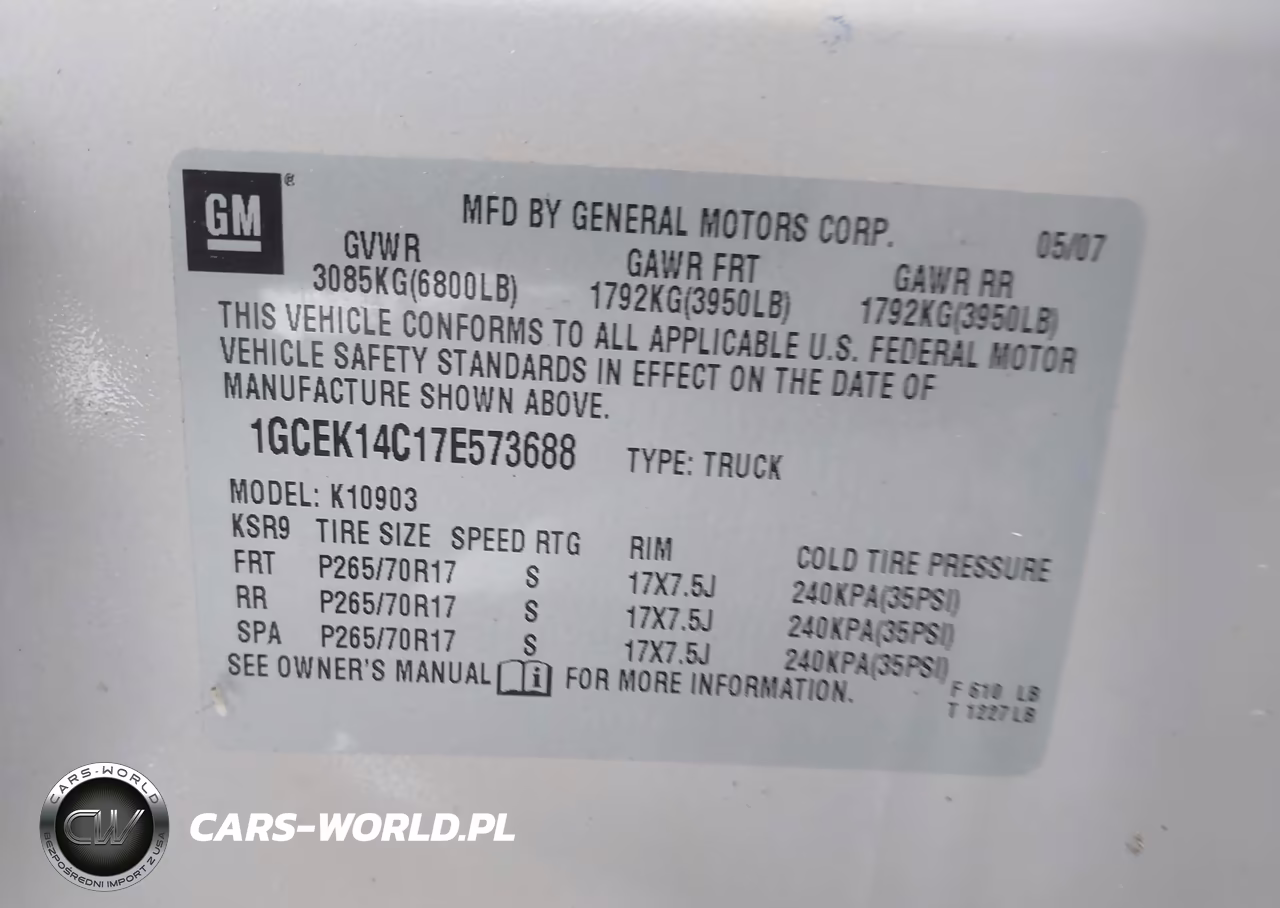 2007 Chevrolet Silverado 1500 Work Truck VIN:1GCEK14C17E573688 - 9