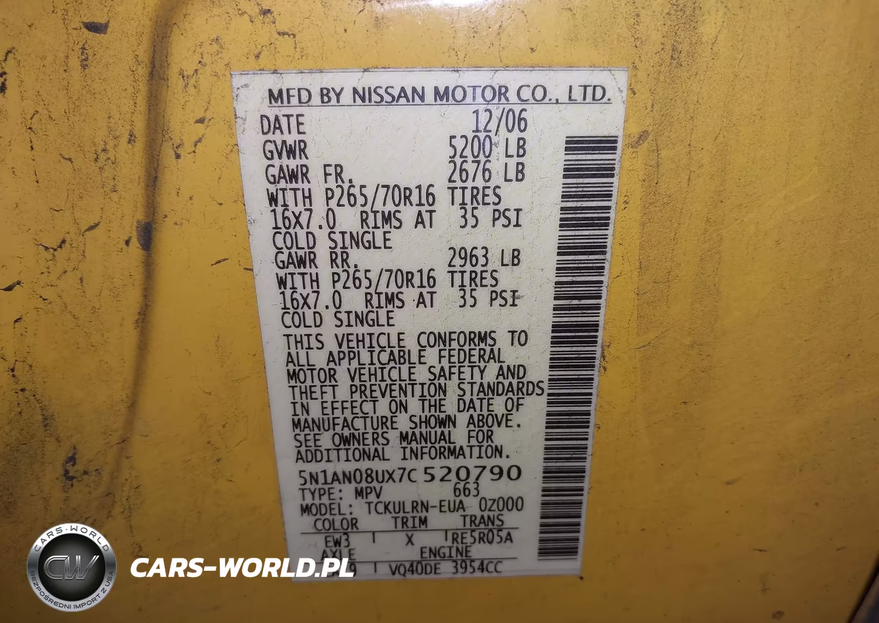 2007 Nissan Xterra S VIN:5N1AN08UX7C520790 - 9