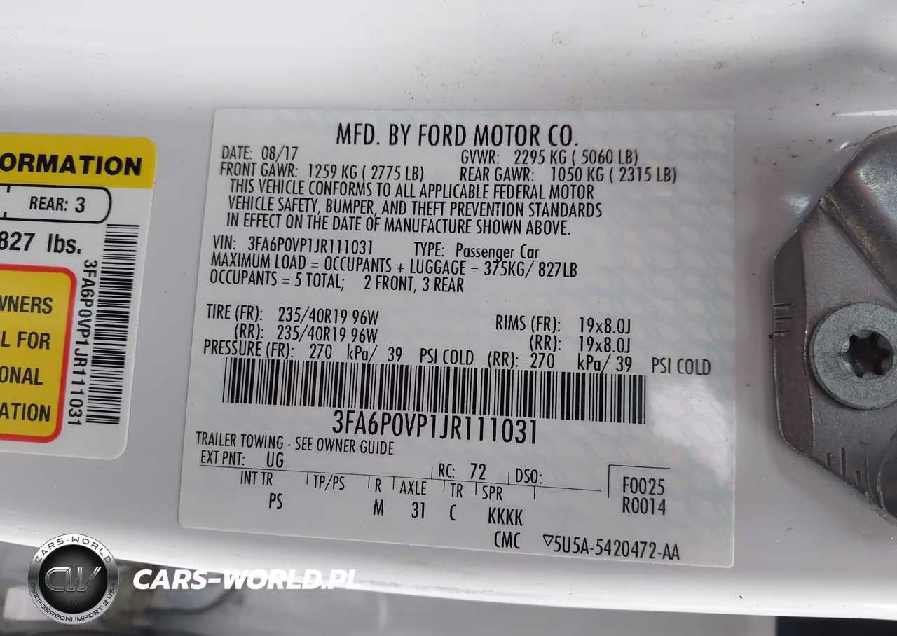 2018 Ford Fusion Sport VIN:3FA6P0VP1JR111031 - 9
