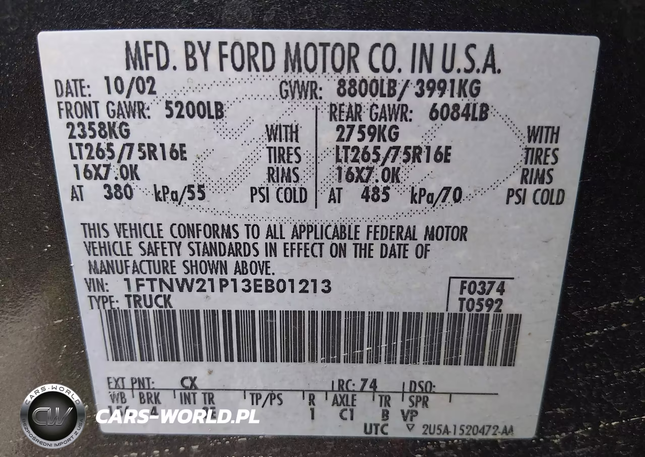 2003 Ford F-250 Lariat-Xl-Xlt VIN:1FTNW21P13EB01213 - 9
