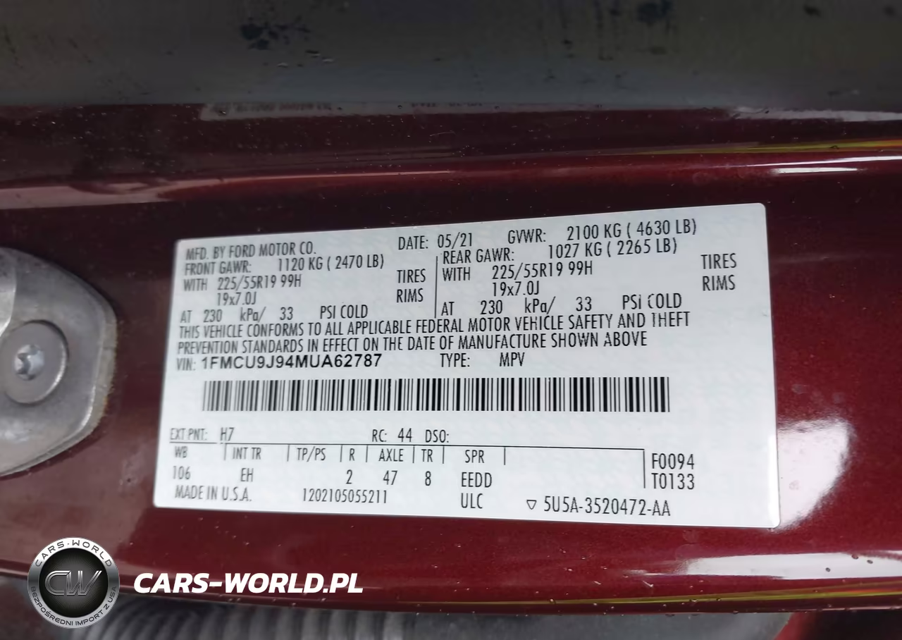 2021 Ford Escape Titanium VIN:1FMCU9J94MUA62787 - 9