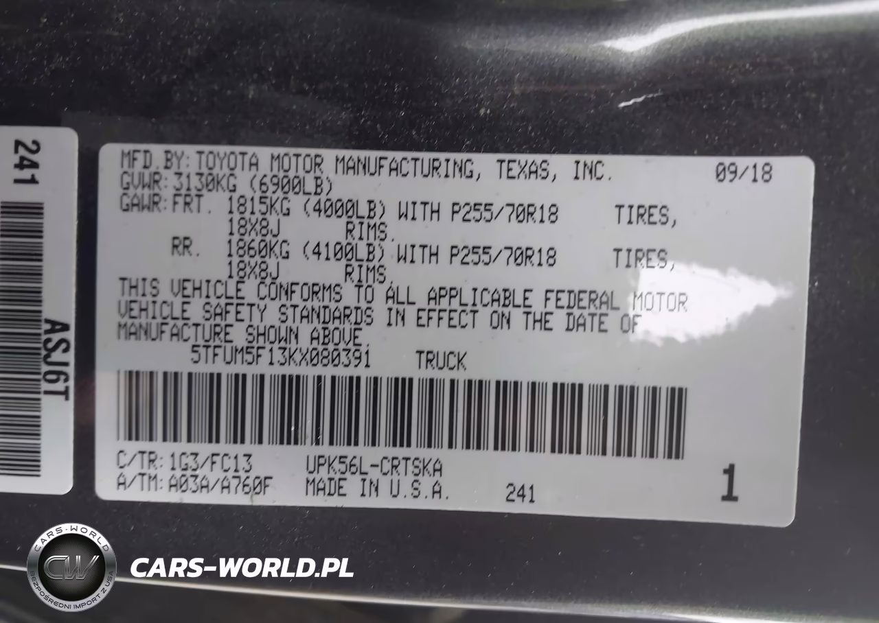 2019 Toyota Tundra Sr5 4.6L V8 VIN:5TFUM5F13KX080391 - 9