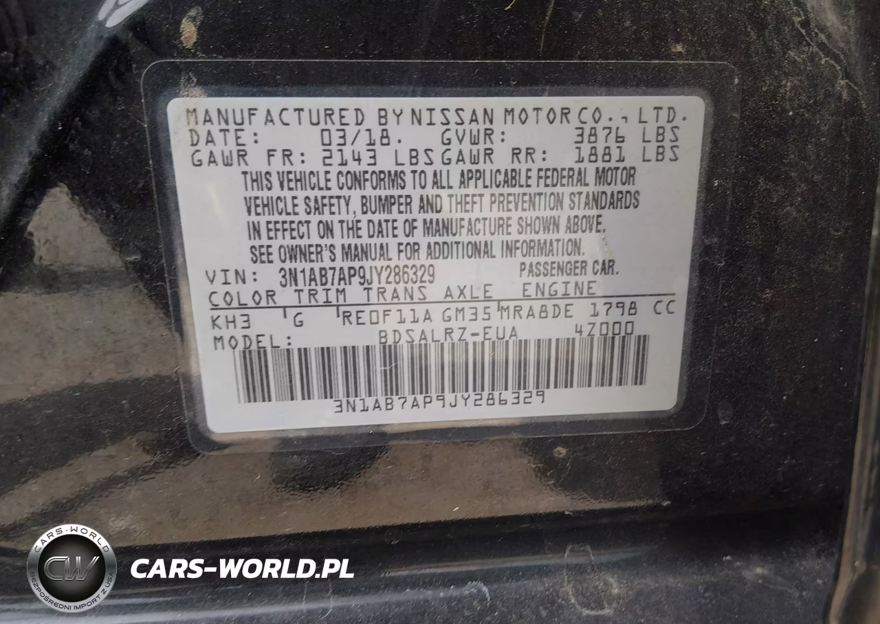 2018 Nissan Sentra Sr VIN:3N1AB7AP9JY286329 - 9