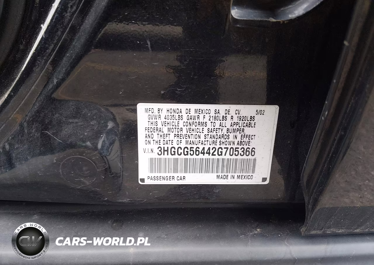 2002 Honda Accord 2.3 Lx VIN:3HGCG56442G705366 - 9