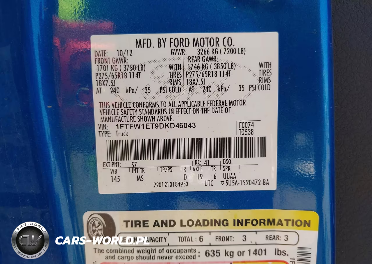2013 Ford F-150 Xlt VIN:1FTFW1ET9DKD46043 - 9
