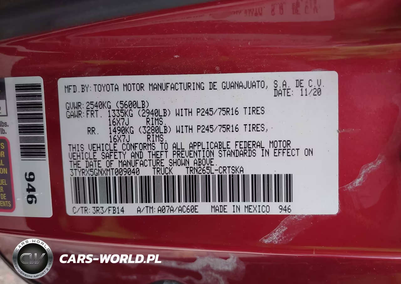 2021 Toyota Tacoma Sr VIN:3TYRX5GNXMT009040 - 9