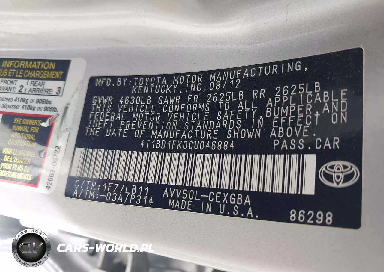 2012 Toyota Camry Hybrid Xle VIN:4T1BD1FK0CU046884 - 9