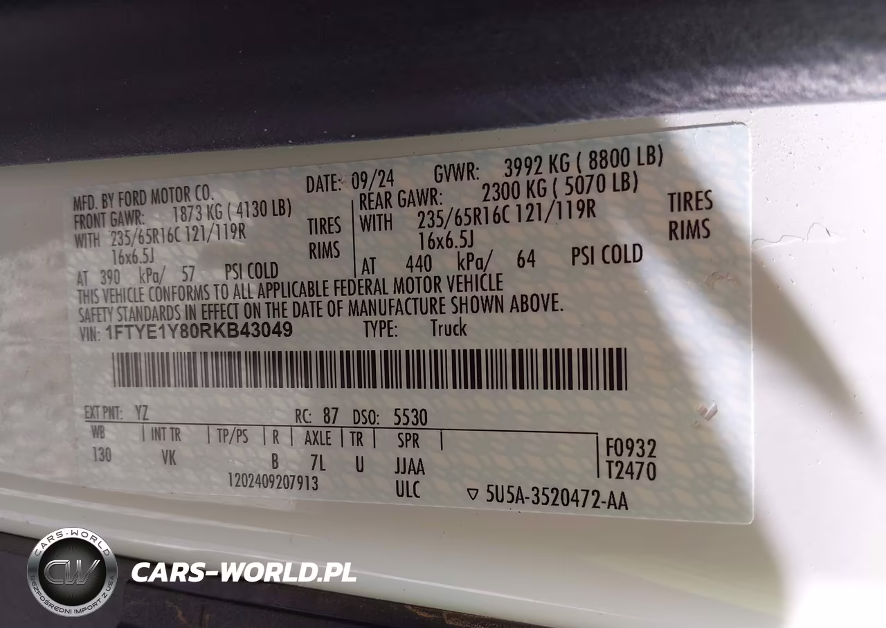2024 Ford Transit-150 VIN:1FTYE1Y80RKB43049 - 9