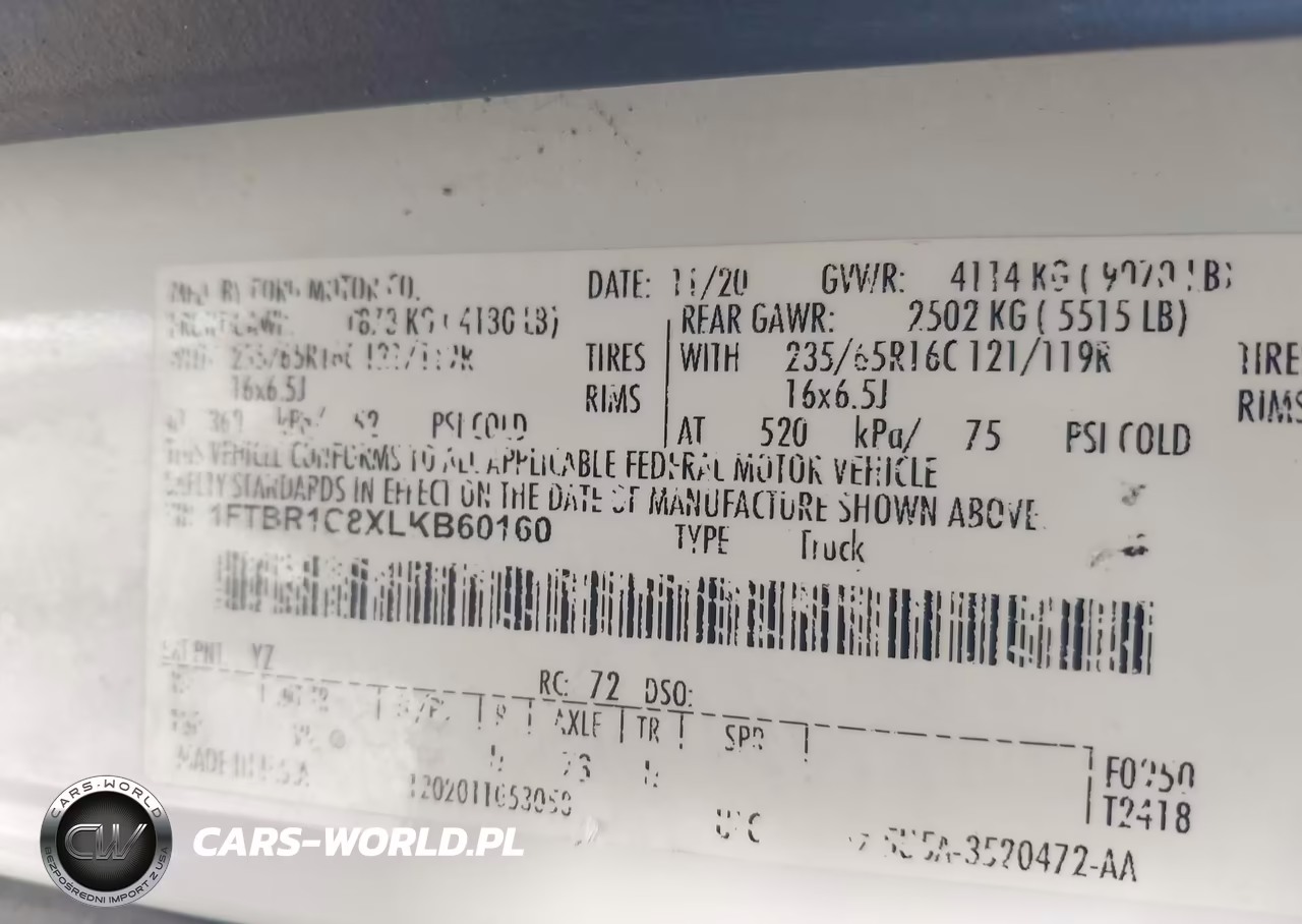 2020 Ford Transit-250 VIN:1FTBR1C8XLKB60160 - 9