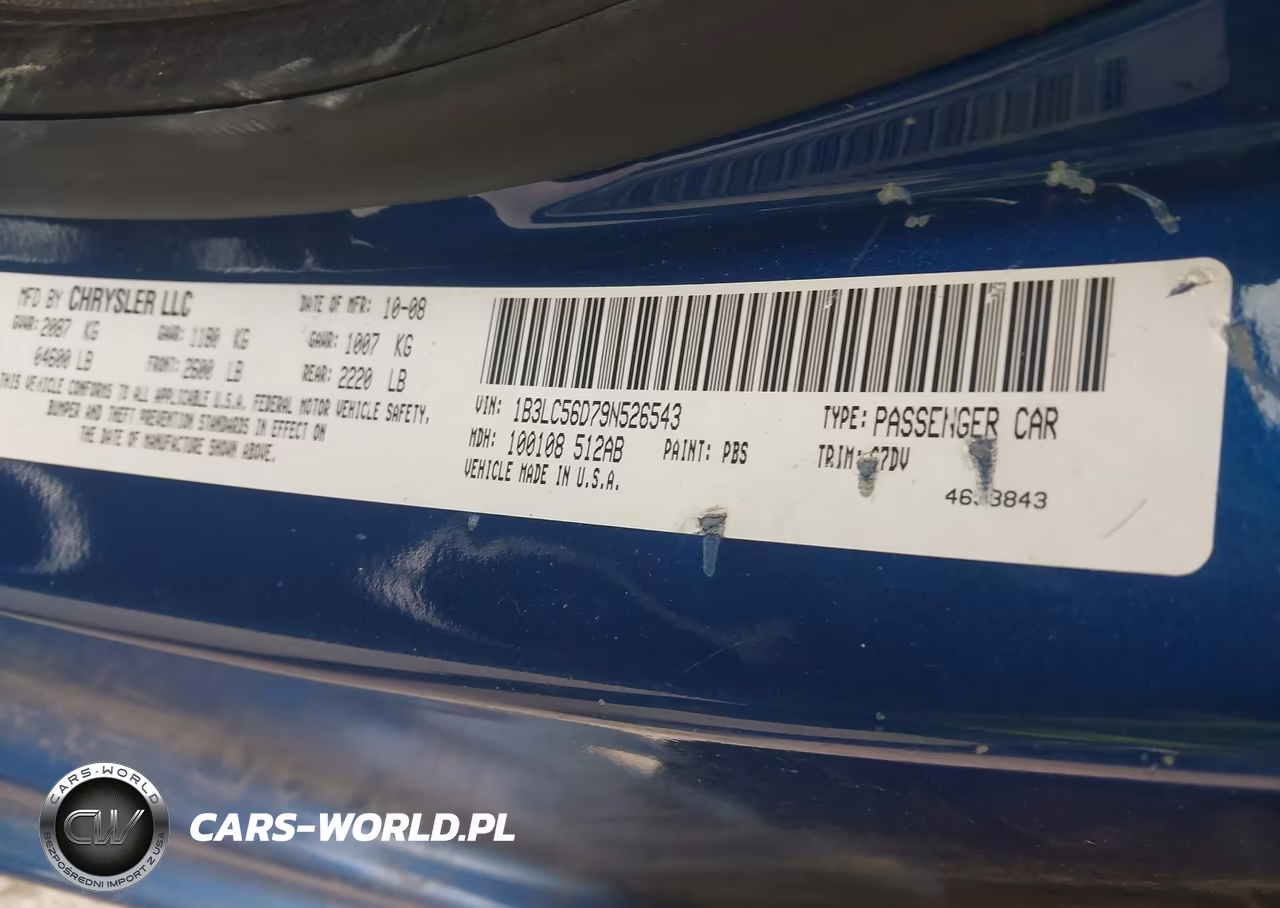 2009 Dodge Avenger R-T VIN:1B3LC56D79N526543 - 9