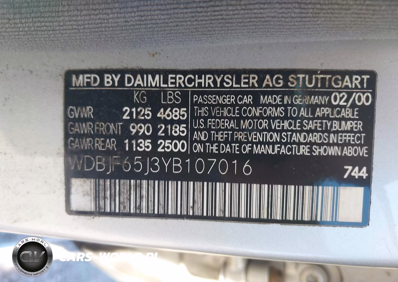 2000 Mercedes-Benz E 320 VIN:WDBJF65J3YB107016 - 9
