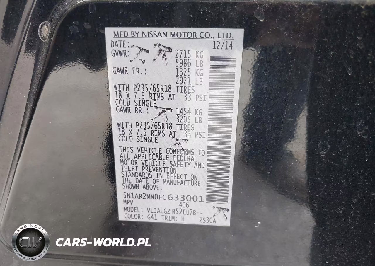 2015 Nissan Pathfinder Sl VIN:5N1AR2MN0FC633001 - 9