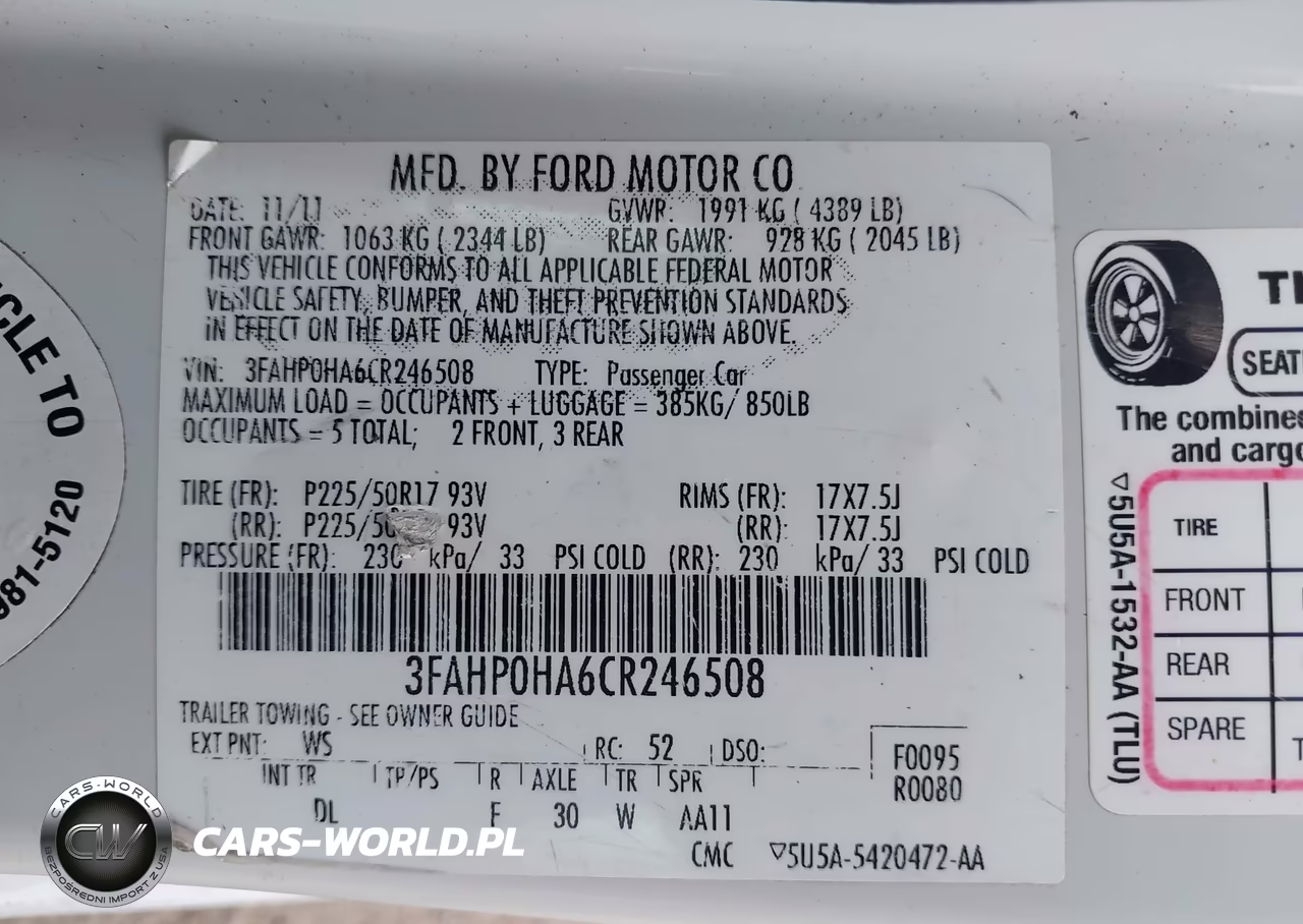 2012 Ford Fusion Se VIN:3FAHP0HA6CR246508 - 9