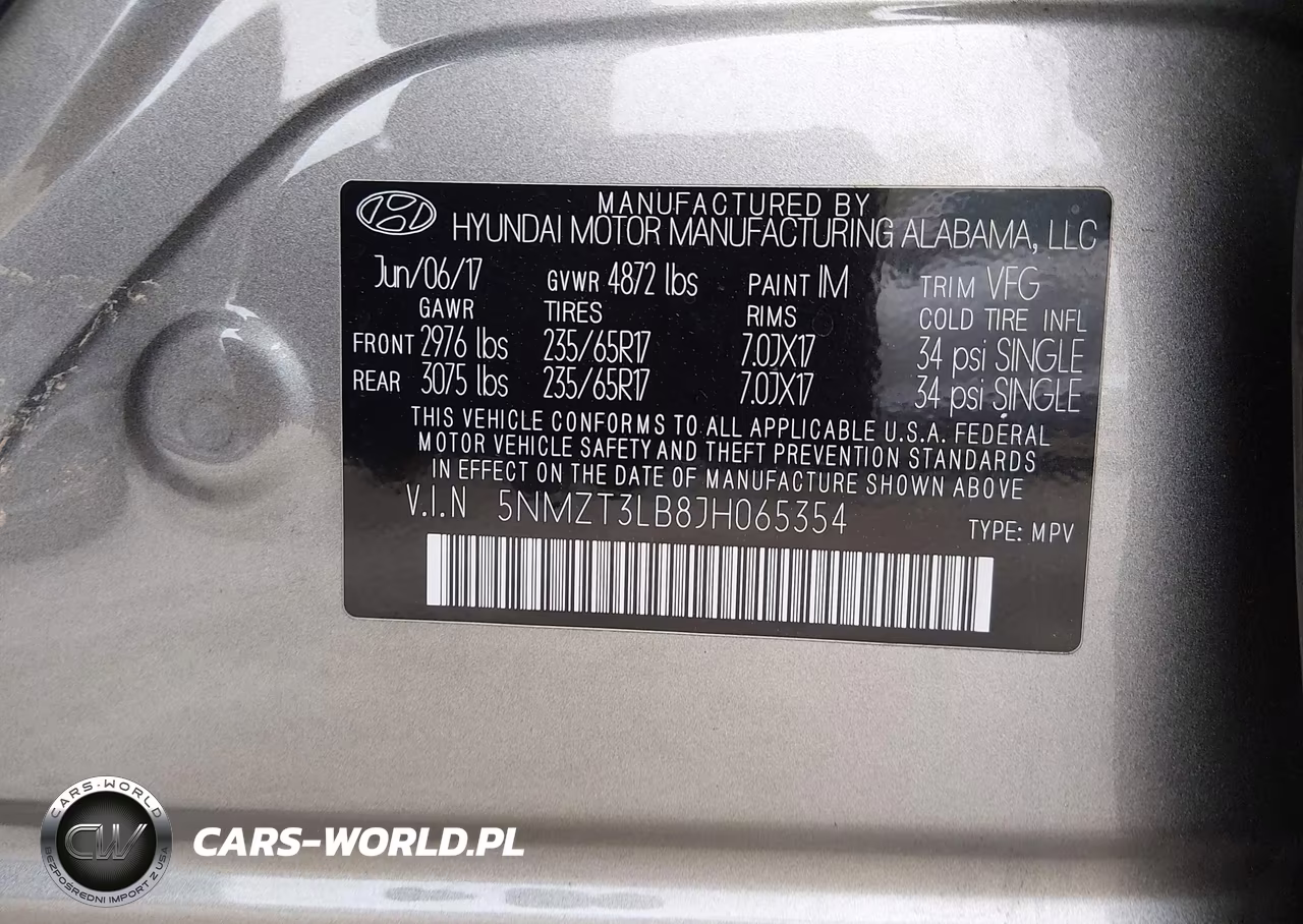 2018 Hyundai Santa Fe Sport 2.4L VIN:5NMZT3LB8JH065354 - 9