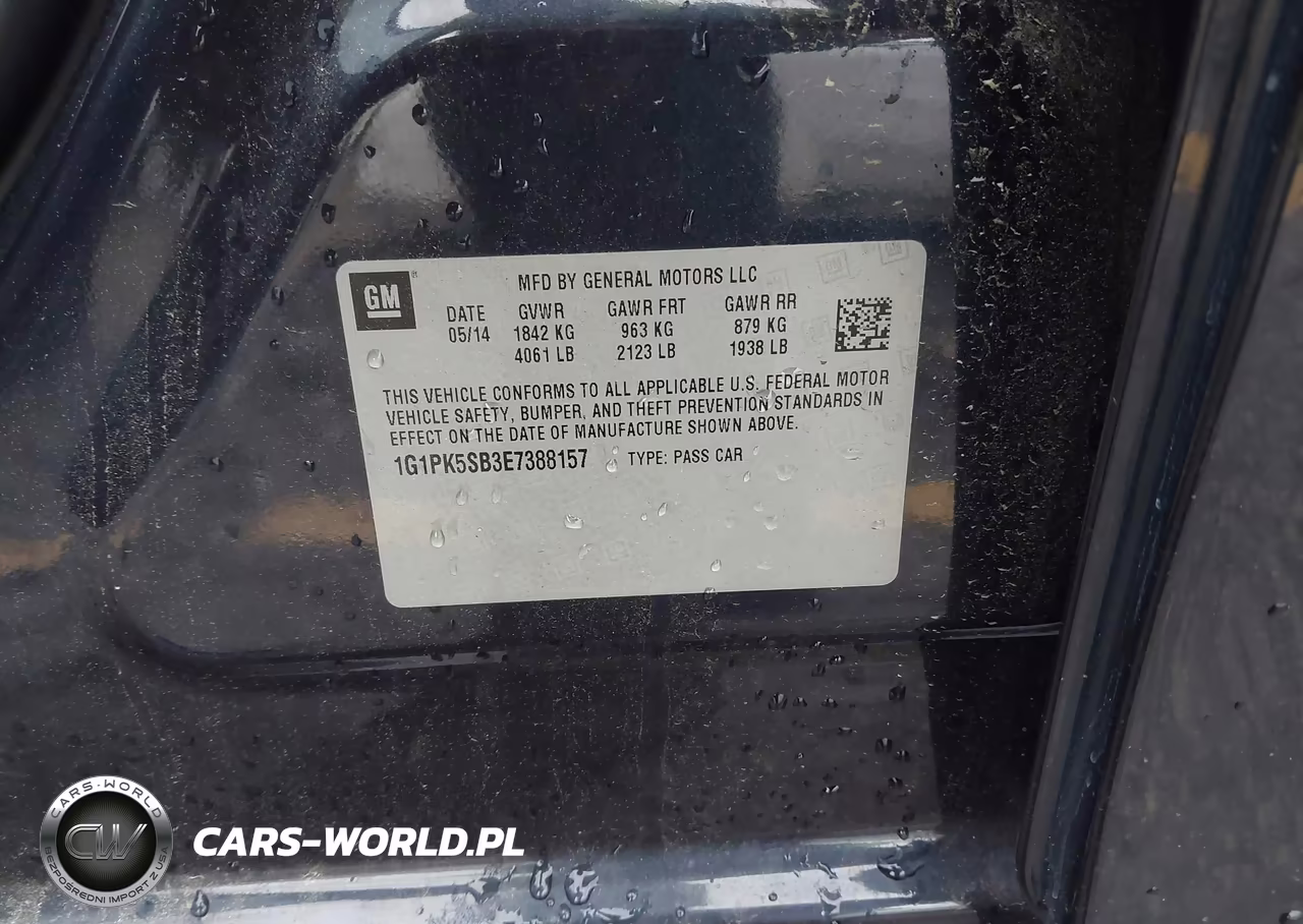 2014 Chevrolet Cruze Lt VIN:1G1PK5SB3E7388157 - 9